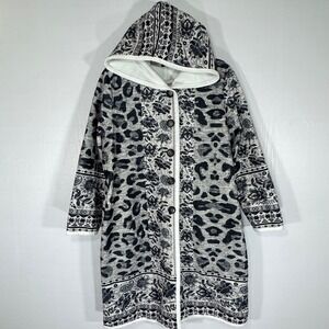 Lily by Firmiana 2XL Hooded Duster Cardigan Coat‎ Floral Leopard Print